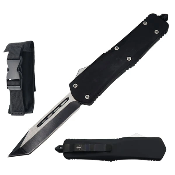 9" Black Tactical Recon OTF Combat Tanto Blade Knife 1 9" Black Tactical Recon OTF Combat Tanto Blade Knife