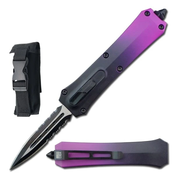 7" Dual Action Reaper OTF Automatic Purple Pocket Knife 1 7" Dual Action Reaper OTF Automatic Purple Pocket Knife