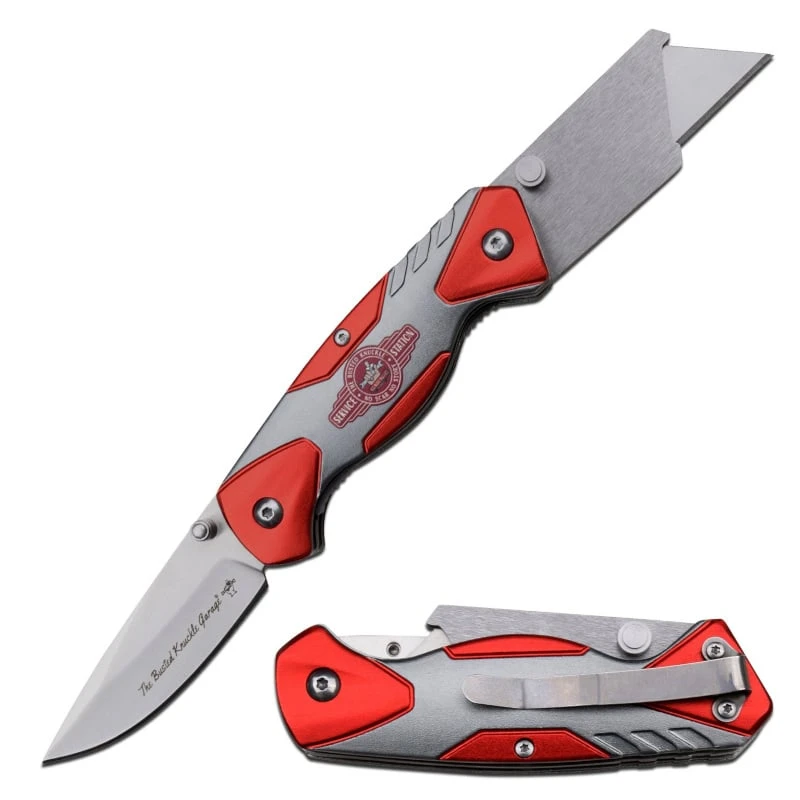 Busted Knuckle Garage Manual Folding Knife With Utility Cutter Blade 1 Busted Knuckle Garage Manual Folding Knife With Utility Cutter Blade