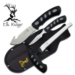 3 Piece Elk Ridge Hunting Knife Set With Sheath