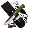 Elk Ridge BushCraft 10.5 Inch Fixed Blade Hunting Knife Olive Green Nylon Fiber Handle