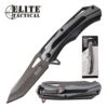 Elite Tactical Manual Folding Pocket Knife Gray Aluminum And G10 Handle