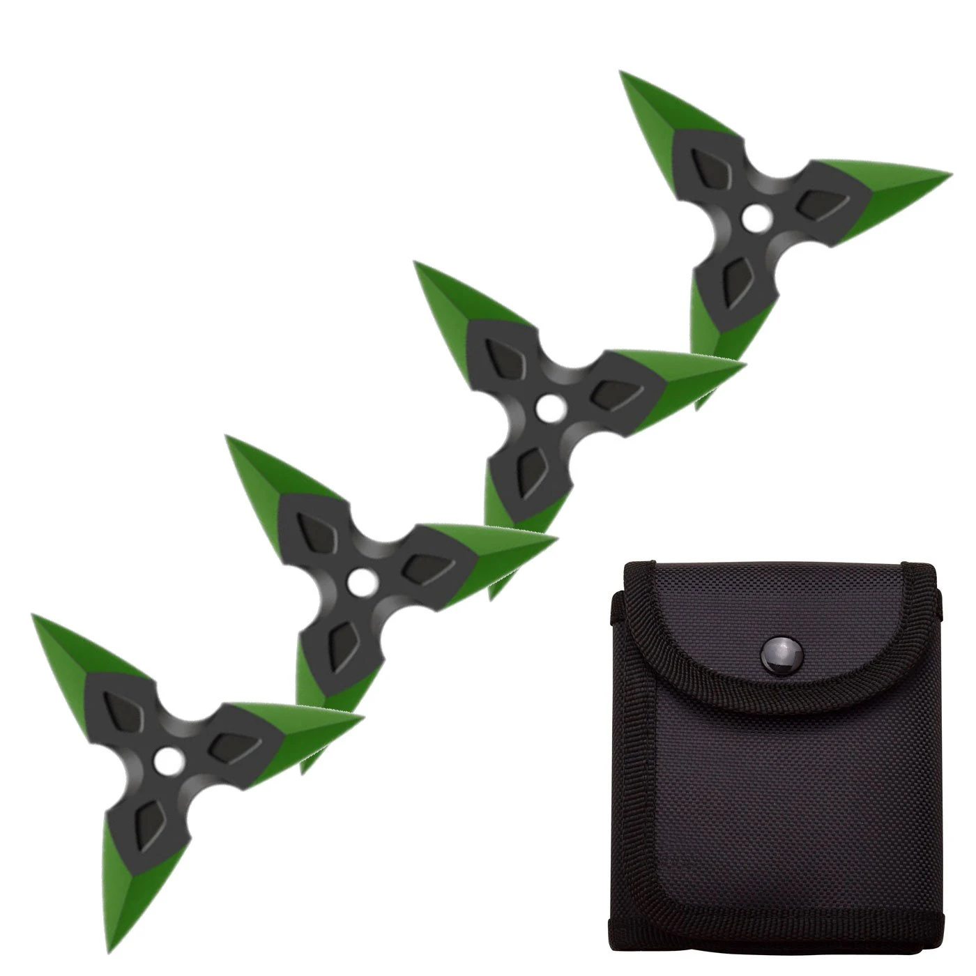 4 Pc Black/Green Finish Three-Pointed Triangle Throwing Ninja Stars Shuriken 1 4 Pc Black/Green Finish Three-Pointed Triangle Throwing Ninja Stars Shuriken