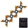 4 Pc Black/Orange Finish Four-Pointed X Throwing Ninja Stars Shuriken