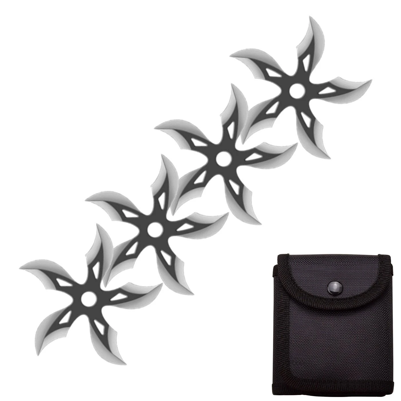 4 PC Set Black/Stain Finish Ninja Throwing Stars Shuriken Knife Curve Blade Five-Sided 1 4 PC Set Black/Stain Finish Ninja Throwing Stars Shuriken Knife Curve Blade Five-Sided