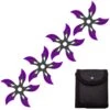 4 PC Set Black/Purple Finish Ninja Throwing Stars Shuriken Knife Curve Blade Five-Sided