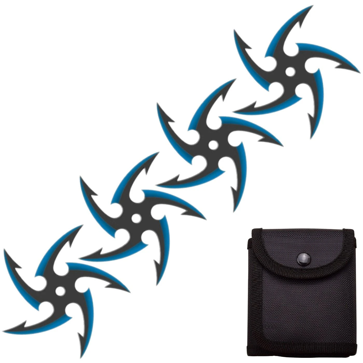 4 PC Set Black/Blue Finish Cyclone Ninja Throwing Stars Shuriken Knife Five-Sided 1 4 PC Set Black/Blue Finish Cyclone Ninja Throwing Stars Shuriken Knife Five-Sided