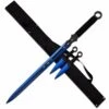 28" Blue Ninja Sword Full Tang Machete Tactical Blade 2 Pcs Throwing Knife Set