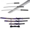 3pc Blue Dragon Japanese Katana Samurai Sword Set Carbon Steel Blade Bushido Stand