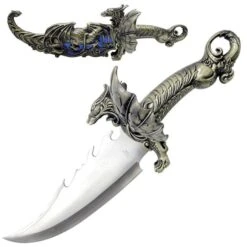 Dragon With Movable Wings Standing Fantasy Bowie Short Sword
