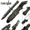 All Black Commander Survival Dagger Knife With Hard Sheath