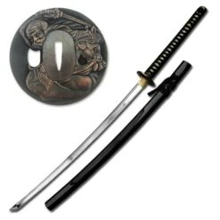 Hand Sharpened Carbon Steel Katana Sword With Black Finish Scabbard