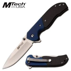 Pocket Knife Manual Folding 4.75 Inch Black Blue Handle
