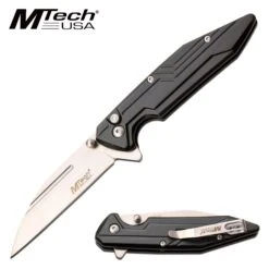 Mtech 7 Inch Manual Folding Pocket Knife Black Aluminum Handle