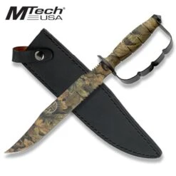 15" Overall Length Mtech Camo Fixed Blade Knuckle Handle Knife