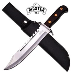 Master USA Fixed Blade Tactical Survival Knife - Black Pakka Wood Handle