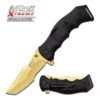 MTech USA Xtreme Ballistic Spring Assisted Knife Titanium Gold Blade Black Handle