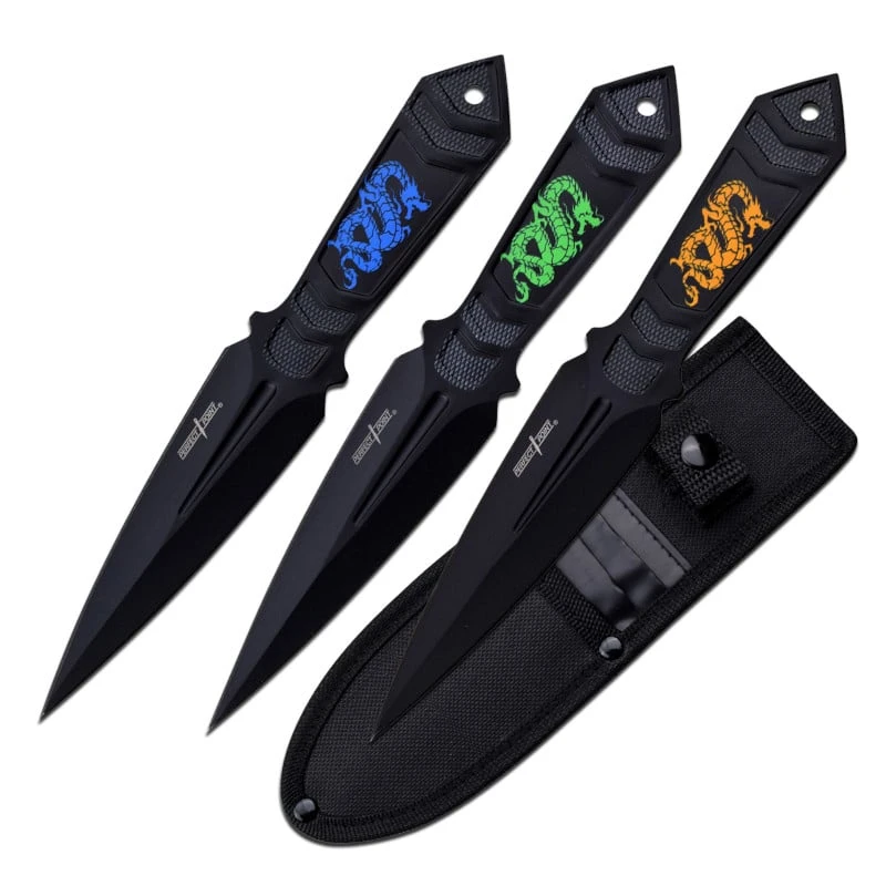 Dragon Design 8.5 Inch Throwing Knives 3 Piece Set 1 Dragon Design 8.5 Inch Throwing Knives 3 Piece Set