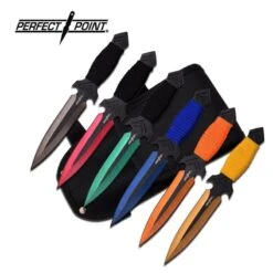 Perfect Point Throwing Knife 6 Piece Set - Multi Color Grinding Line