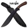 Survivor 22 Inch Machete Survival Knife With Wood Handle And Sheath