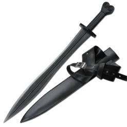 32 Inch Overall Zinc Alloy Fantasy Sword With Black Carbon Steel Blade