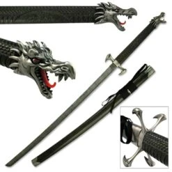 Black Dragon Samurai Katana Sword With Dragon Claw Tsuba