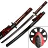 Black Samurai Sword With Black Red Cord Wrap Handle