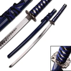 Dragon Samurai Katana Sword - Blue And Black Cord Wrapped Handle