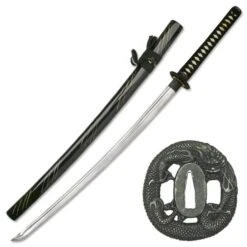 Hand Sharpened Carbon Steel Katana Sword With Black Scabbard