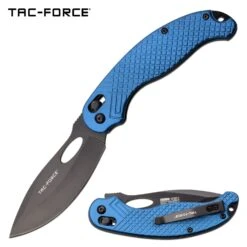 Tac Force 8.5 Inch Manual Folding Knife Blue Handle Pocket Knife