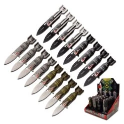 Bomber Design Spring Assisted Knife | 16 Pocket Knives In POP Box