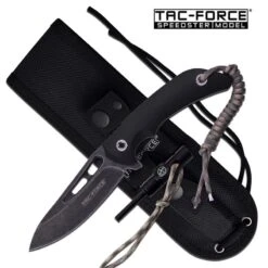Tac Force Fixed Blade Outdoor Survival Knife Compass Fire Starter Lanyard